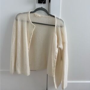 Sezane Cream Gaspard Wool Blend Cardigan